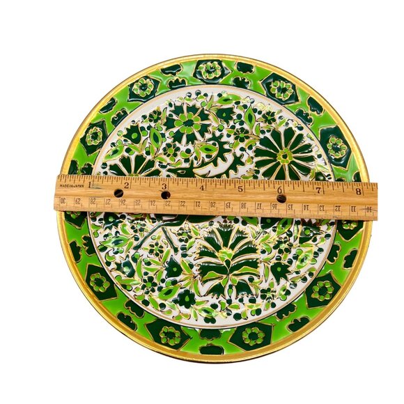 Vtg Nassos Rodos-Hellas Hand-Painted Ceramic Plate Deer Green Floral Greek 8.25" - Picture 6 of 7